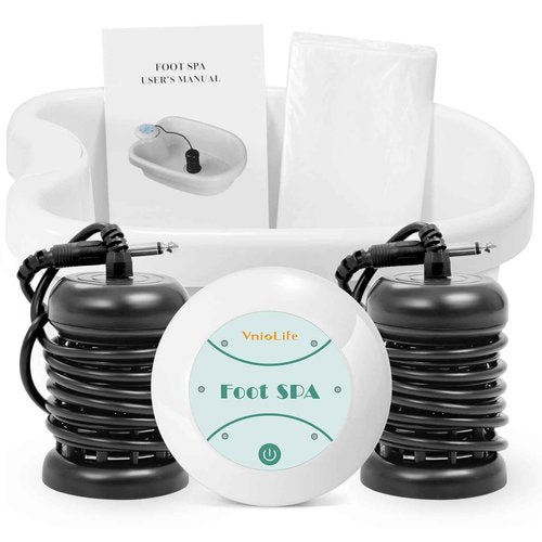 VnioLife Ionic Foot Bath Detox Machine with Bag, Portable Foot Detox Machine, Ionic Foot Spa Ion Cleanse for Home Beauty Salon Spa with Arrays, 100 Liners