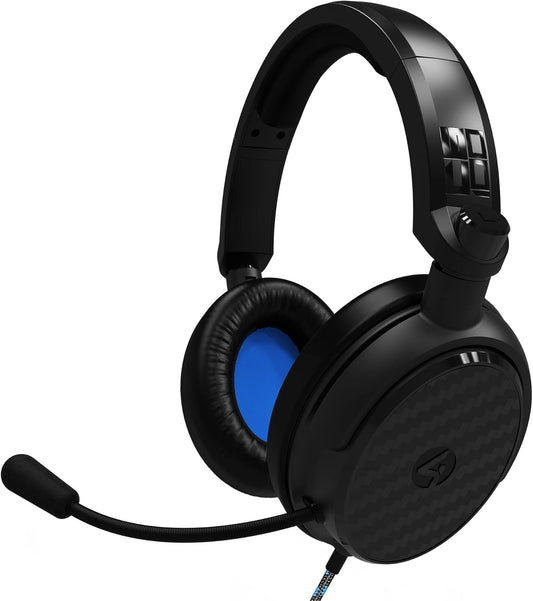 4Gamers C6-100 Black & Blue Over Ear Gaming Headset Compatible with PS4/PS5, Xbox, Switch, PC with Flexible Mic, 3.5mm Jack, 1.5m Cable, Lightweight, Comfortable and Durable