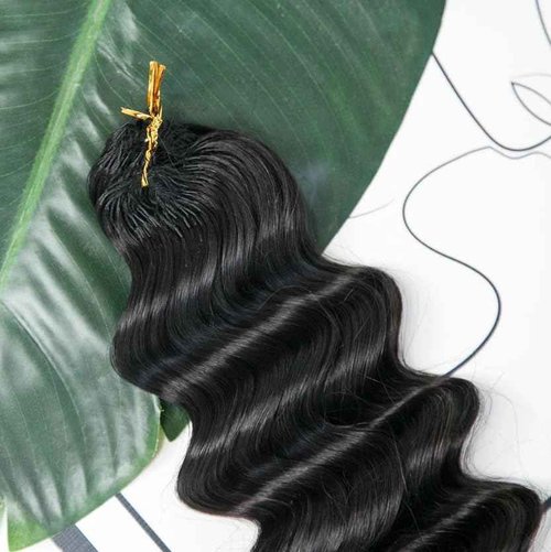 Deep Wave Knotless Pre-Separated Crochet Hair Extensions Human Hair Loose Wave Crochet Hair Natural Black Machine Made Feather Human Hair Extension 16inch 120g