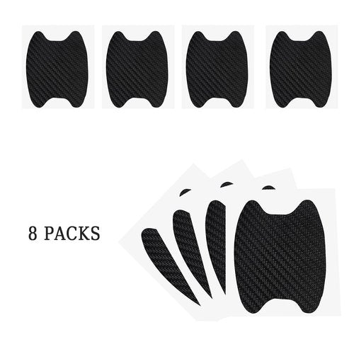 8PCS Car Door Handle Sticker, Carbon Fiber Anti-Scratches Car Door Cup Protector, Non-Marking Auto Door Handle Protective Film, Self-Adhesive Door Side Paint Protector for All Cars (Black/8PCS)