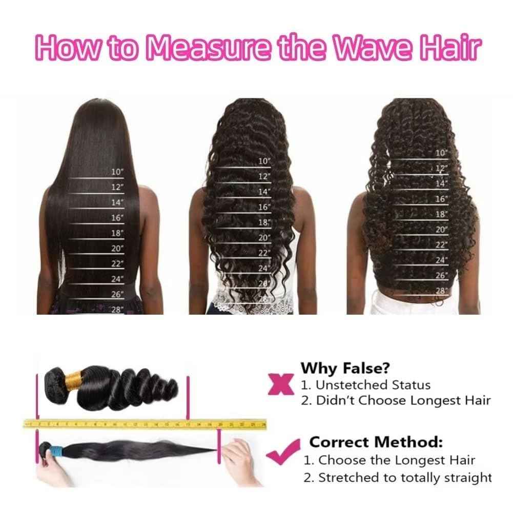 Ladiaryf Loose Wave Bundles Human Hair Short Brazilian Virgin Human Hair Bundles Loose Wave Natural Black Color Can Be Dyed and Styled Total 300g 12 12 12 Inch