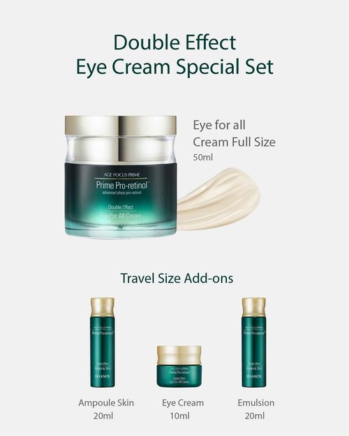 Isa Knox AGE FOCUS Prime Double Effect Eye For All Cream Set (3.4fl oz) - Korean Skincare Set, Lightweight Rich Eye Cream, Toner, Emulsion by LG Beauty. Daytime Retinol.