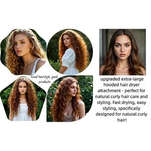 Hooded Hair Dryer for Curly Hair, Large Adjustable Blow Dryer Cap, Portable Hair Dryer Bonnet Attachment, Soft Diffuser for Fast Drying & Deep Conditioning, Headband Integrated Design (Black)