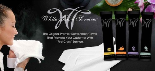 WT WHITE TOWEL SERVICES 10" x 10" inch Moist Cotton Towel Individually Wrapped - Lavender Scent (Case of 50)