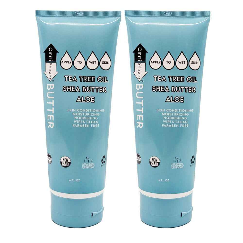 OmniShaver Ergonomic Maintenance Back Shaving Kit - Extendable Handle with Dual Shave Heads for Easy Reach - Includes Lotion Spreader - Self-Cleaning & Self-Stropping - Maintenance Back Shaver for Men