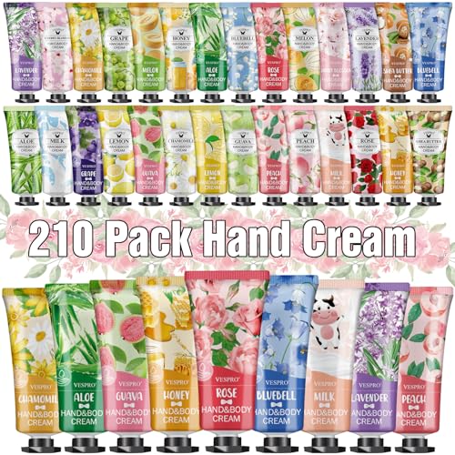 210 Pack Moisturizing Hand Cream Gifts Set, Stocking Stuffers for Wome, Hand Lotion Travel Size for Dry Cracked Hands, Bulk Hand Lotion for Christmas Gifts, Mom Gifts, Bridesmaid Gifts, Small Gifts