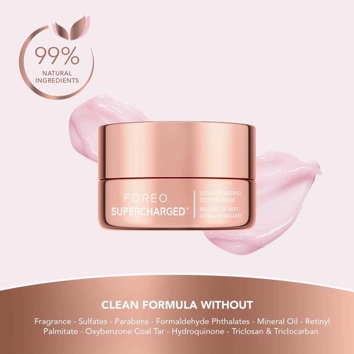 FOREO SUPERCHARGED Ultra hydrating Night Mask - Night Face Moisturizer - Deeply Replenishing Moisturizer Face Cream - Rejuvenating - Vegan - Cruelty & Gluten-Free - 2.5 oz