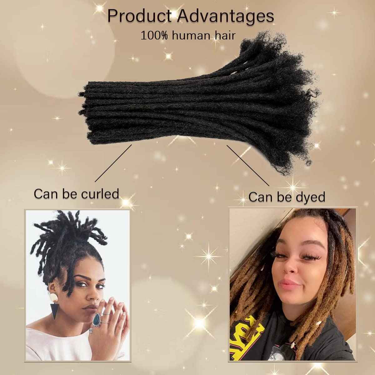 Loc Extensions Human Hair 8inch 30 Strands 0.6cm Width 100% Full Handmade Permanent Dreadlock Extension Human Hair for Women/Men Can Be Dyed Bleached Curled (Width 0.6cm Natual Black)