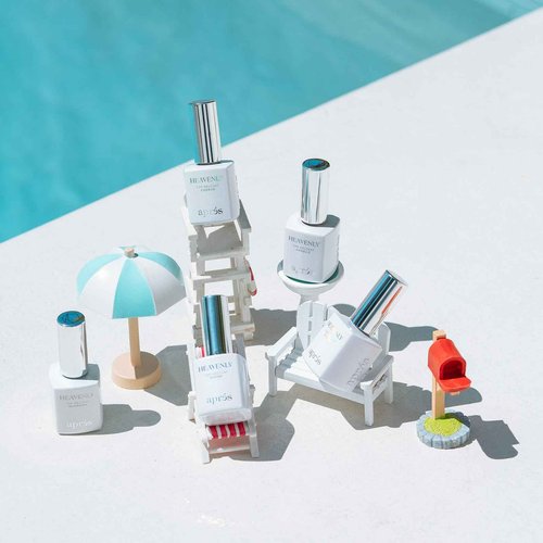 APRÉS Heavenly Top Gelcoat Set, 5-Pack Non-Wipe Nail Gel Polish Top Coat, Shimmery Long Lasting Topcoat