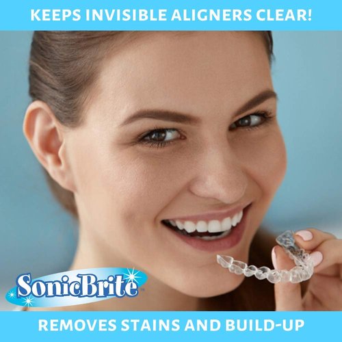 SonicBrite Professional Strength Dental Appliance Cleaning Powder 7 oz | Retainer, Aligner, Mouth Guard & Denture Cleaner eliminates Stains, Odor Causing Plaque and buildup (3 - Count)