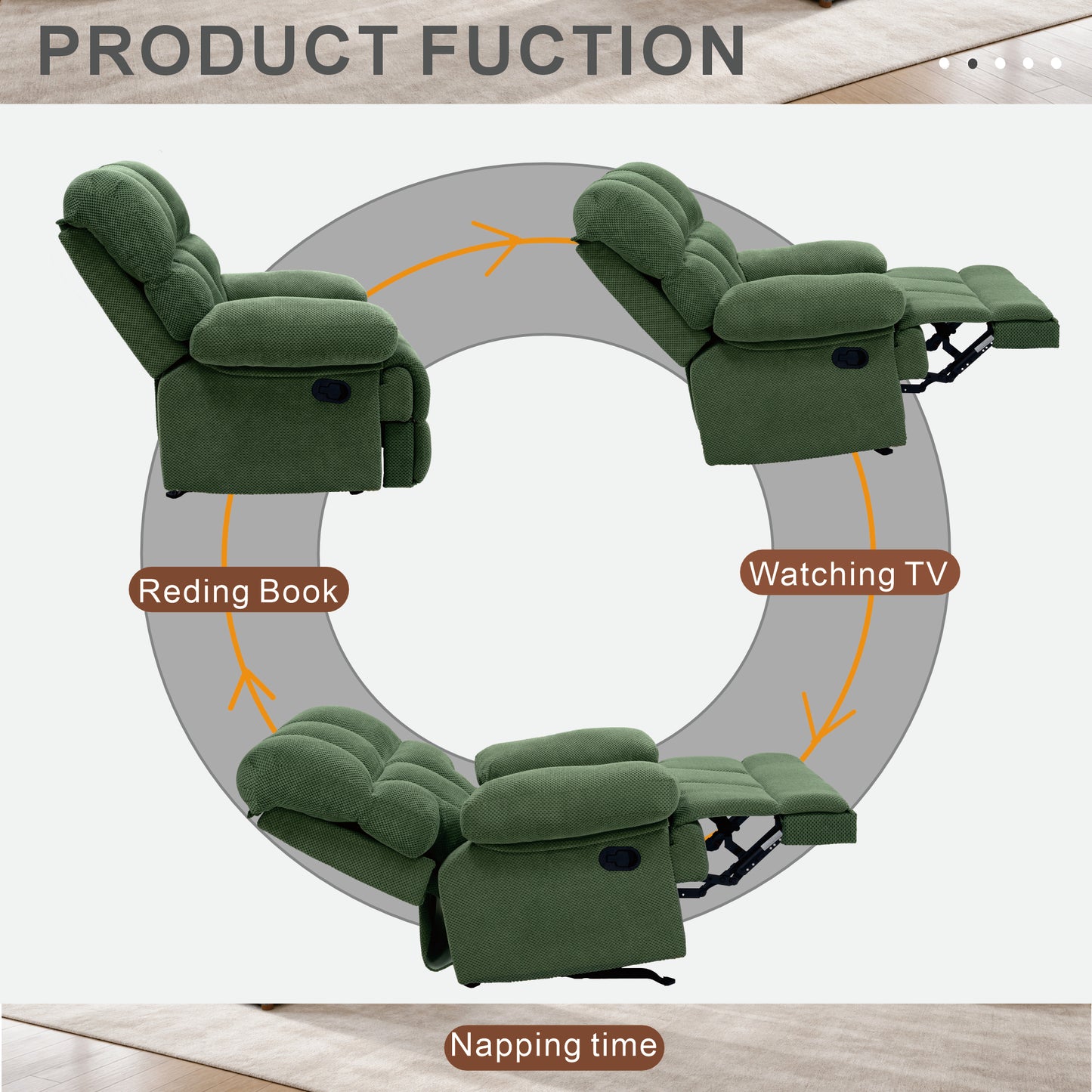 Modern Dark Green Manual Rocker Recliner Chair - Cozy Upholstery