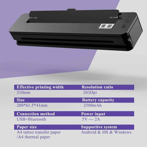 HAWINK Tattoo Stencil Printer Wireless Thermal Tattoo Printer with 20pcs Transfer Paper Transfer Cream 60g Compatible with Phone/Tablet/PC Tattoo Supplies for Tattoo Artists & Beginners T106ZKIT-US