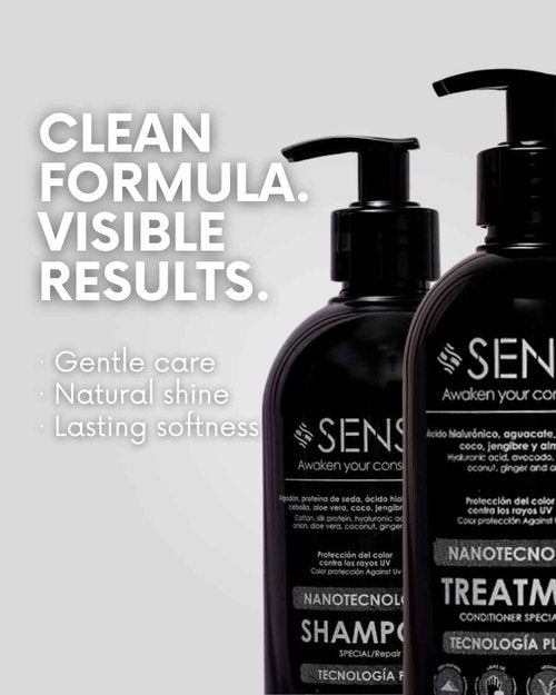 SENSE AWAKEN YOUR CONSCIENCE Nanotech Plex Repair Shampoo & Conditioner Set – Bond Restoration with Hyaluronic Acid, Coconut, Ginger & Q10 – 2 x 500 ml