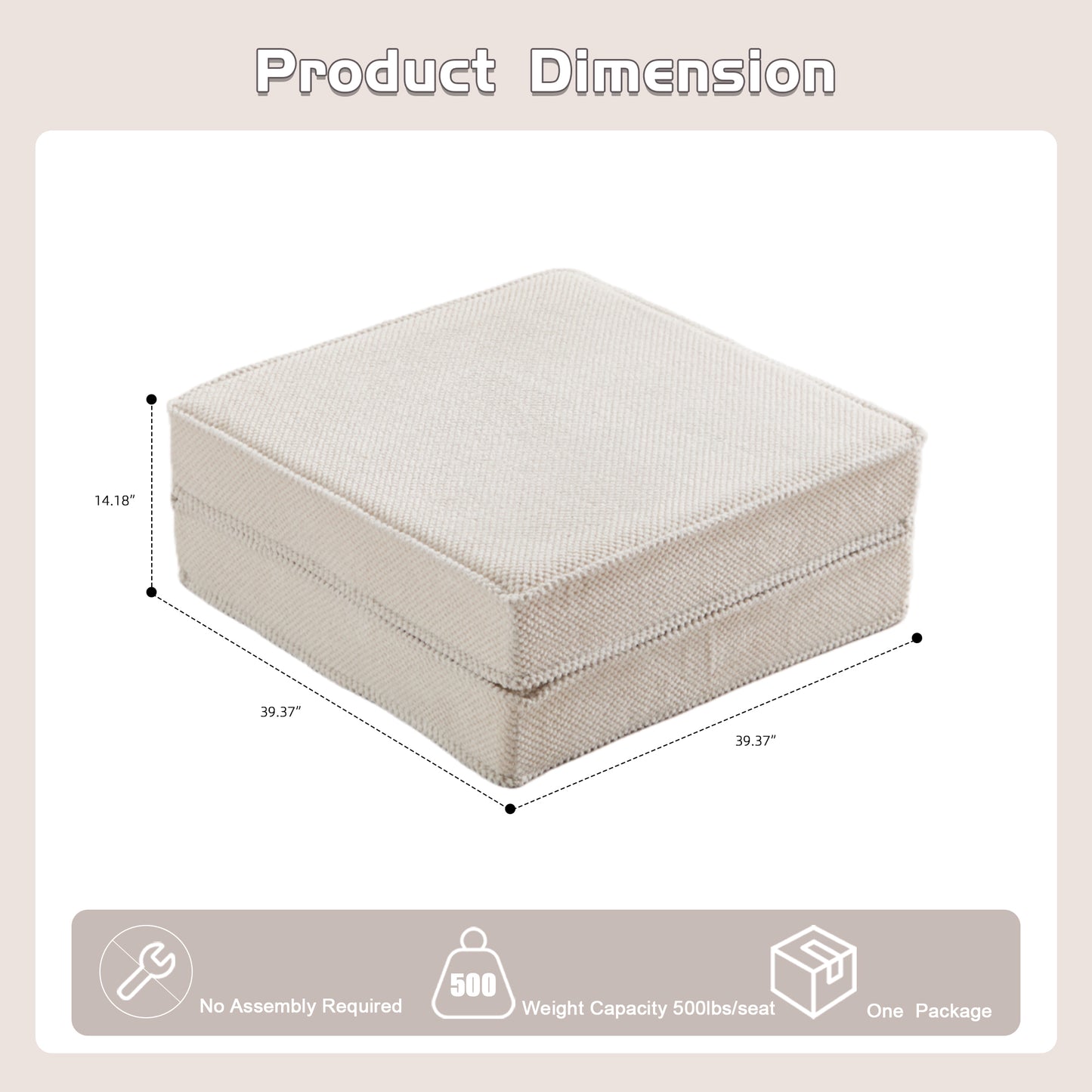 Convertible Floor Sofa Bed with Ottoman - White Fabric