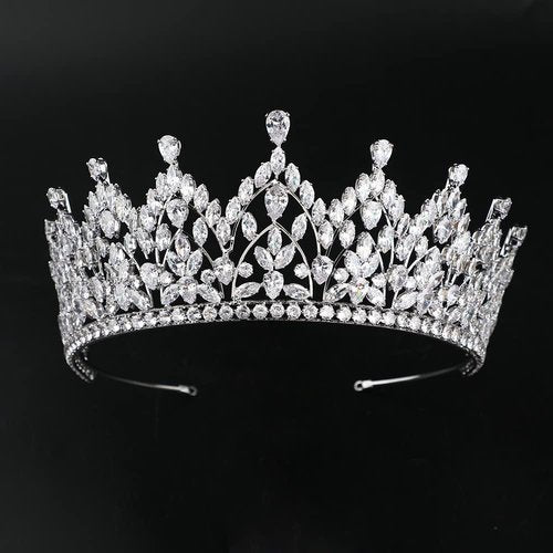 Luxury Large Bridal Tiaras for Wedding 5A Level Cubic Zirconia Sweet 16 Quinceanera CZ Pageant Princess Queen Crowns Bride Headpiece Hair Accessories HB076 (Silver)