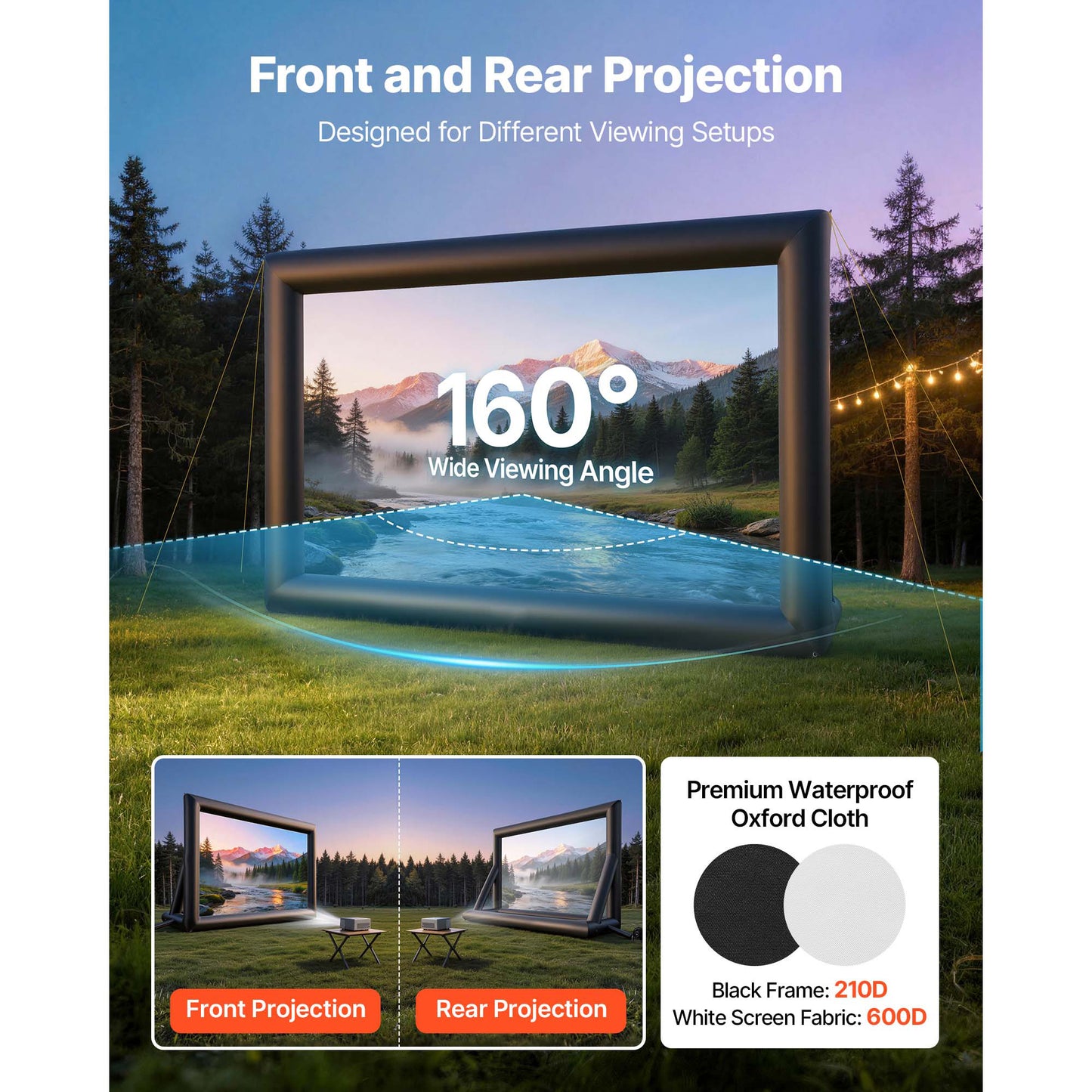 24 Ft Inflatable Outdoor Movie Screen - Portable Backyard Projection System