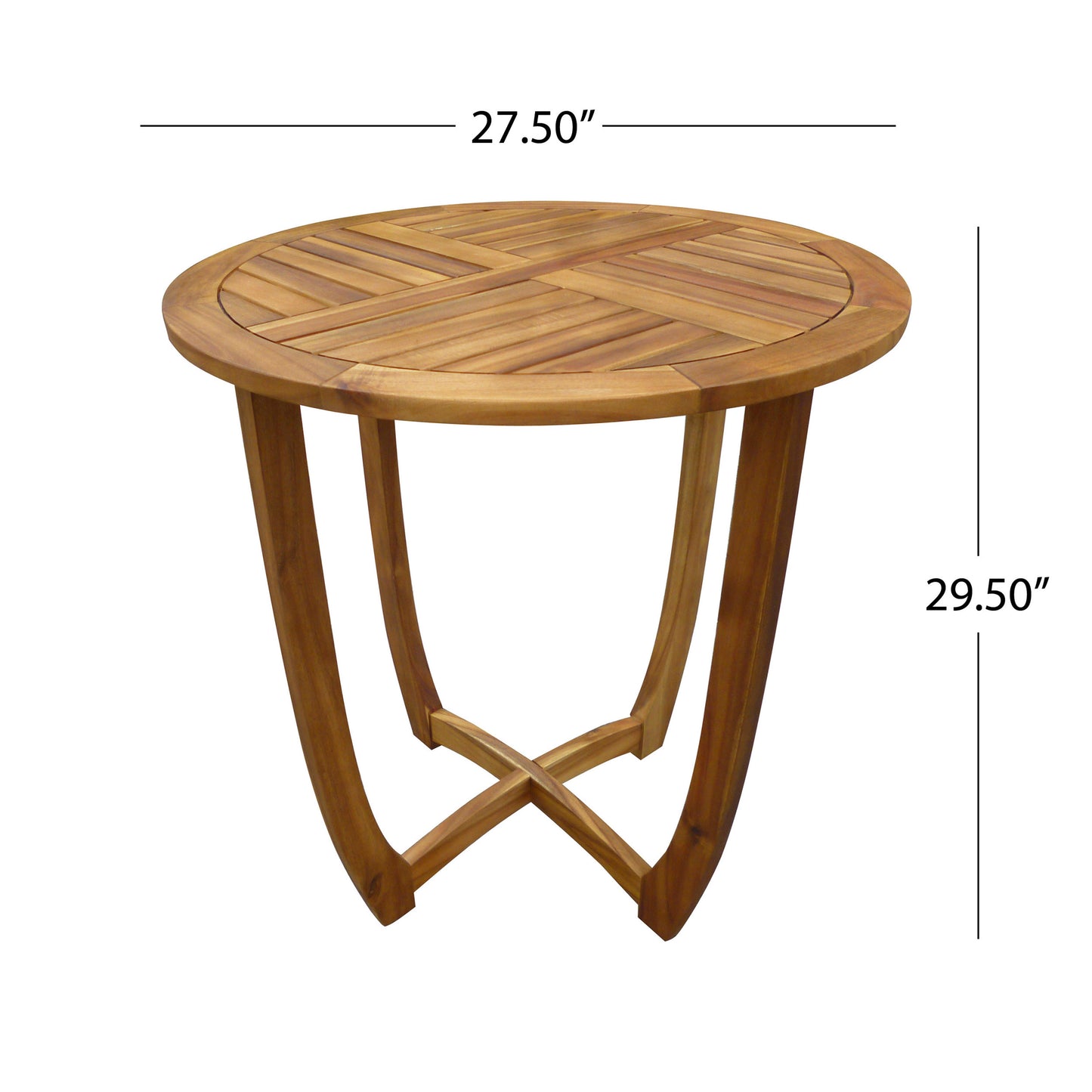 Outdoor Round Acacia Wood Accent Table - Teak Finish