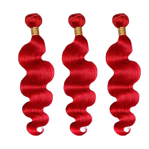 Burgundy Human Hair Bundles Red Body Wave Bundles 30 32 34 Inch 8A Brazilian Virgin Remy 3 Bundles Double Weft Soft Red Body Wave Hair Extensions