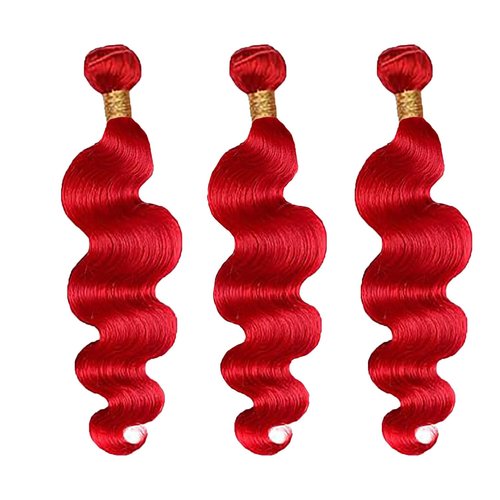 26 26 26 Inch Red Bundles Human Hair Red Body Wave Bundles 8A Peruvian Virgin Remy Double Weft Soft Real Burgundy Hair Extensions