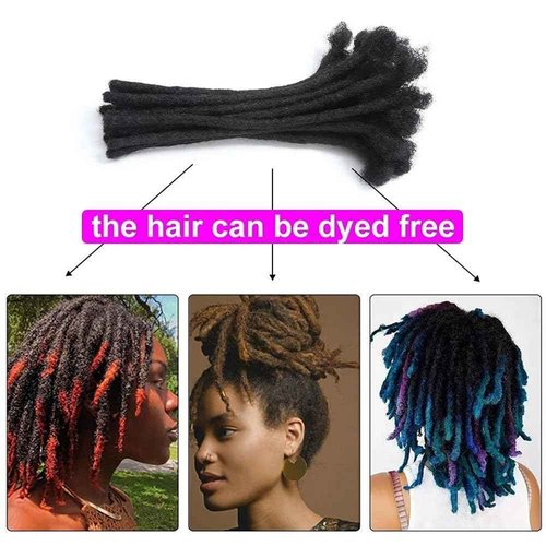 Dreadlock Extensions Human Hair Loc Extensions Dreads Extensions for Men Women 0.4 cm 10 Inch 60 Strands Handmade Permanent Locs Extension Natural Black Soft Locs Hair Extensions Can be Dyed Bleached