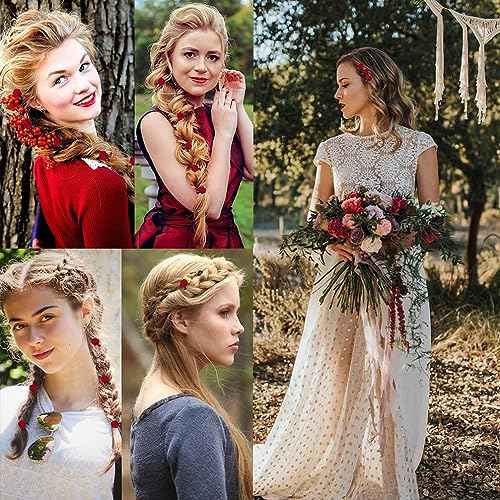 20 Pcs Mini Rose Hair Clip for Women Girls, Red Flower Hair Barrettes Headpiece Hair Vintage Hair Pins for Bridal Wedding Valentine Mother's Day Halloween Birthday Party Gift