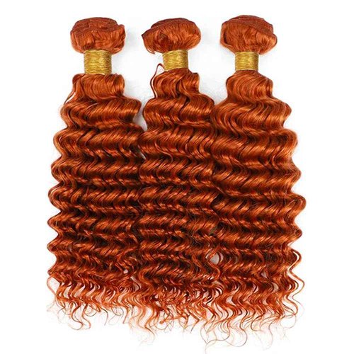 Suhkrpt 24 26 28 Inch Ginger Human Hair Bundles Color 350 Deep Wave Orange Hair Extensions