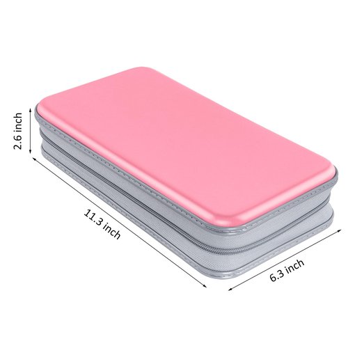 Siveit CD Case, DVD Case Holder 96 Capacity Hard Plastic CD DVD Disc Cases Storage Binder Wallet for Car Home Office Travel (Light Pink)