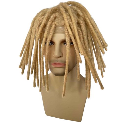 Voloria 8inch Transparent Full Lace Base Afro Dreadlock Extensions Toupee For Men and Women, 0.6cm Loc Extensions Human Hair Dreadlock 10x8inch #613 Blonde Color