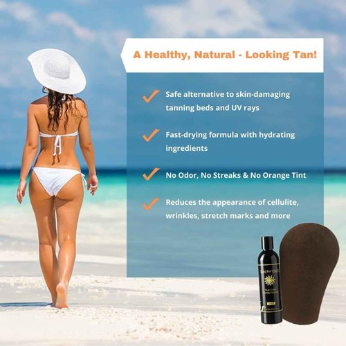 Tan Physics Self Tanner – 11pc Sunless Tanning Kit with True Color Tanner, Exfoliation Gloves, Travel Bag & Bottle, Face & Body Mitts, Detail Applicator for a Flawless Glow
