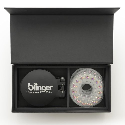 blinger® Vanity Starter Set – as seen on Shark Tank | Hair Gem Stamper + 150 Precision-Cut Glass Crystals | Easy To Use Hair-Safe Accessories for Women | Hair Jewelry for Festivals, Parties & Gifts