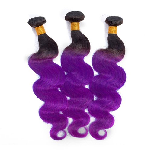 Habiliana Bundles Human Hair 20 22 24 Inch Body Wave T1B Purple Human Hair Bundles 11A Unprocessed Brazilian Virgin Quick Weave Hair Extensions for Black Women