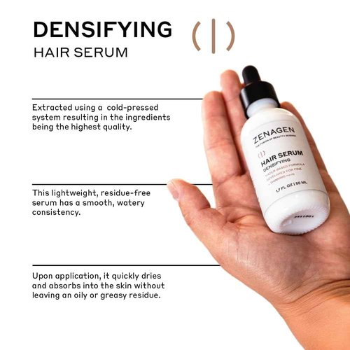 ZENAGEN Densifying Hair Serum for Fine + Thinning Hair | Boosts Hair Density, Strengthens & Nourishes Hair Follicles, Non-Greasy Water-Based Formula, Plant-Based, Vegan, All Hair Types, 3.4 oz