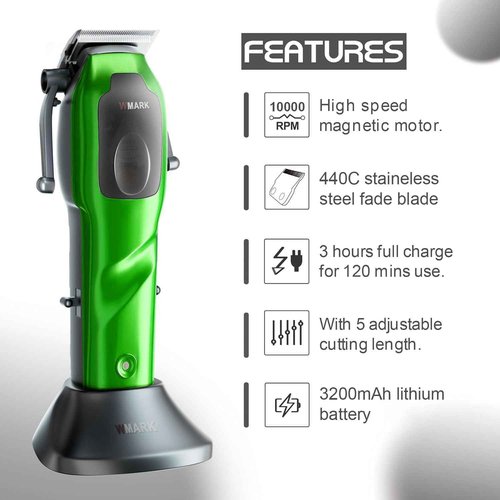WMARK 2024 NG-9003 High Speed Professional Hair Clipper Microchipped Magnetic Motor 10000 RPM & 5 Levels Adjustable Blades with Charge Stand for Men