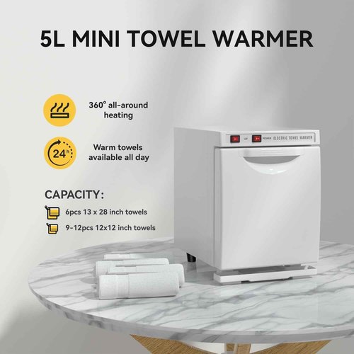 VERYTOP Hot Towel Warmer Spa, Thermostatic Towel Heater, 2-in-1 Professional Mini Towel Warmer, Beauty Salon and Spa Towel Warmers for Facial.(5L-White)