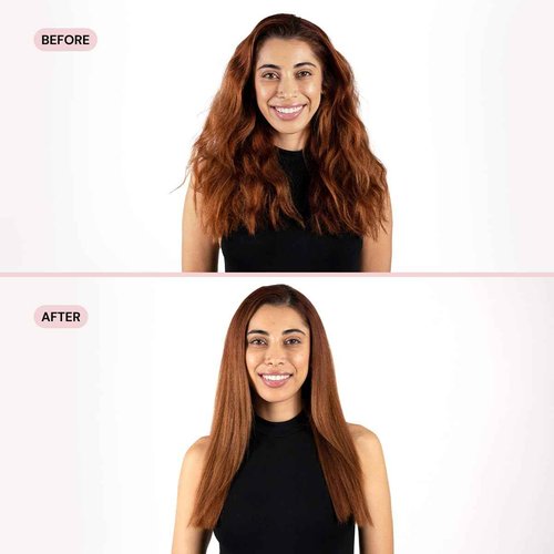 L'ANGE HAIR Le Vite Curve Ceramic Straightening Brush | Heated Straightener Flat Iron for Smooth, Anti Frizz Hair | for All Hair Lengths | Hot Styling Brush for Effortless Straightening (Blush)