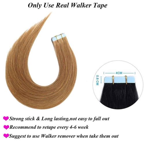 Amella Hair Tape in Hair Extensions Human Hair Silky Straight Remy 24 inches #27 Light Brown Color 20pcs 40g