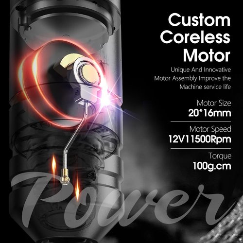 Kiss of Dragon Wireless Tattoo Machine with Coreless Motor - Rotary Cartridge Tattoo Pen with 2000mAh Power Supply Digital LCD Display for Professionals and Beginners Tattoo Artists