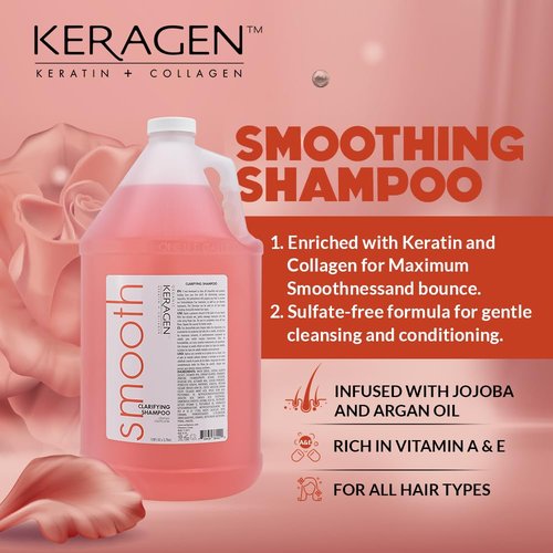 KERAGEN - Clarifying Shampoo with Keratin and Collagen, All Hair Types, Sulfate Free, 128 Oz