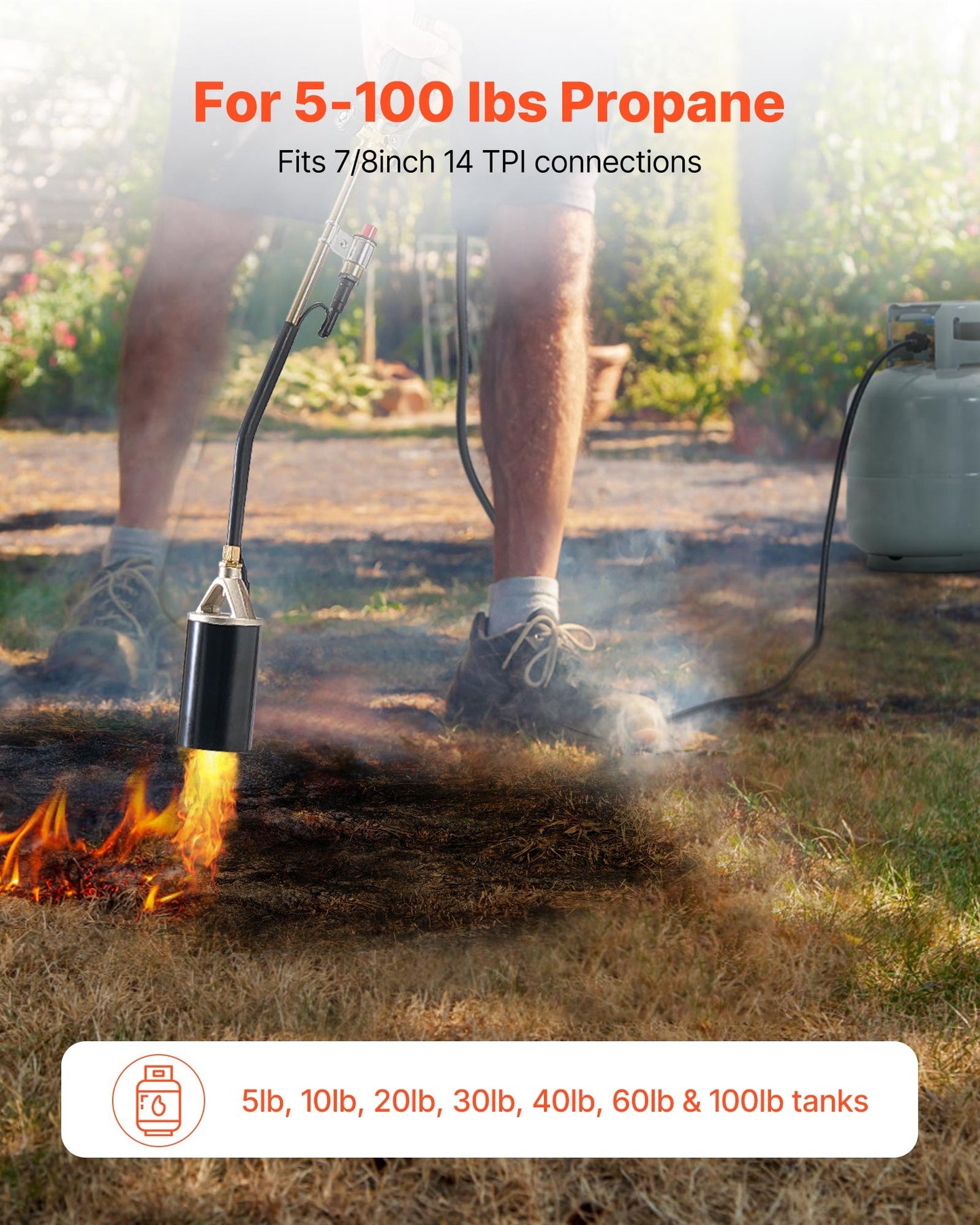Propane Weed Torch Burner 1.8 Million BTU Ice Snow Melter with 10ft Hose