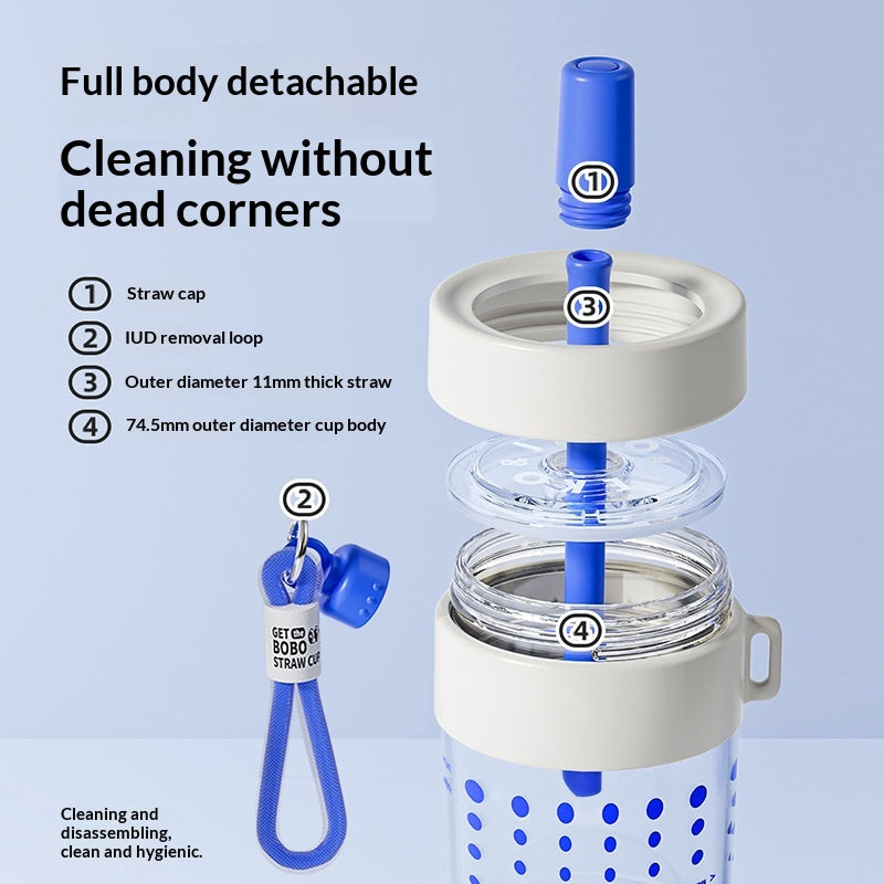 Kids’ Straw Cup with Lid and Strap - 400ml Tritan Wide Mouth Drinking Bottle