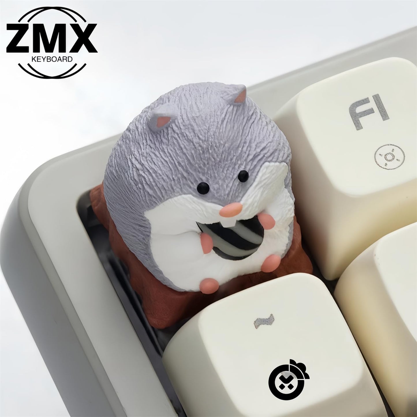 ZMX Cute ESC Keycaps,Artisan Resin Keycap Kawaii Cartoon Custom Keycaps for MX Switches Mechanical Gaming Keyboard Cherry Profile R4 Height Key Personalized 3D Animal Single Keycaps (Gray)
