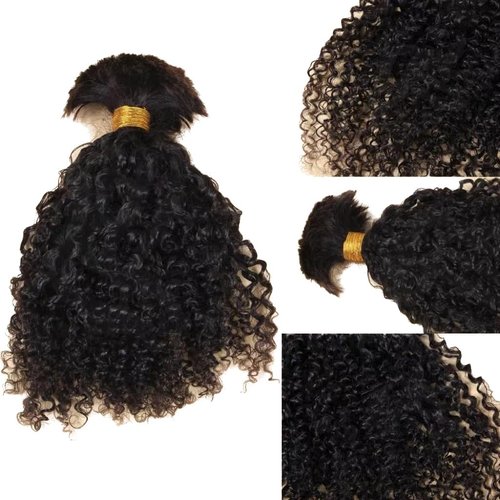 Limited Beauty Afro Kinky Bulk Human Hair Extensions 100% Unprocessed Brazilian Virgin Micro Kinky Curly Braids Hair Braids Double Drawn Full End Bulk Hair 20 Inch 100g - Black