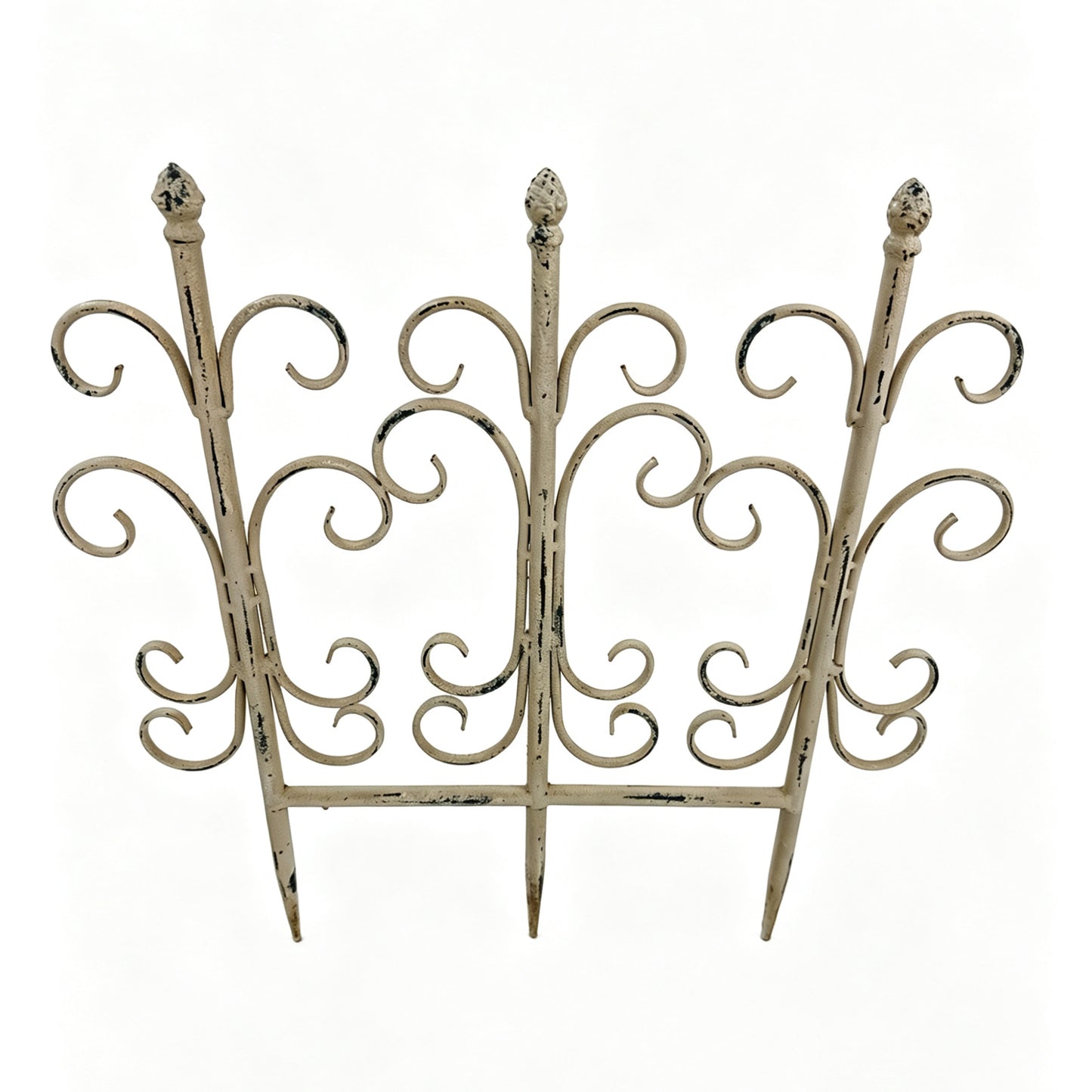 Antique White Iron Garden Fence Panels - Decorative Trellis Set