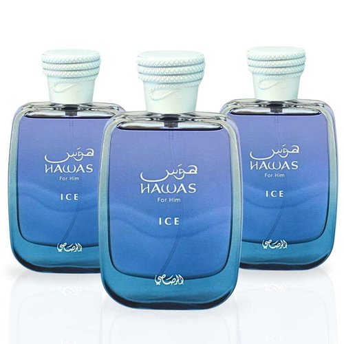 RASASI Hawas Ice EDP 100ML (3.4 OZ) | Long Lasting, Exquisite, Luxurious, Arabian Scents. (PACK OF 3)