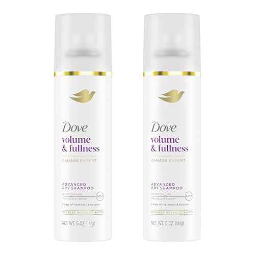 Dove Dry Shampoo Spray, Volume & Fullness, Absorbs Oil to Refresh Hair Without Washing, 5 oz (2-Pack)