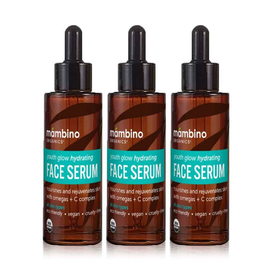 Mambino Organics Youth Glow Hydrating Serum, Vitamin C Face Serum with Marula, Rosehip Oil, Revitalizing Skin, Fades Dark Spots, Smooths Texture, Organic, Vegan, Skin Care, 1 fl oz, 3-Pack
