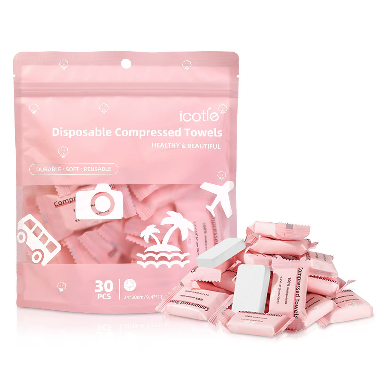 Disposable Compression Towels - Travel, Home & Spa Use, Multiple Colors