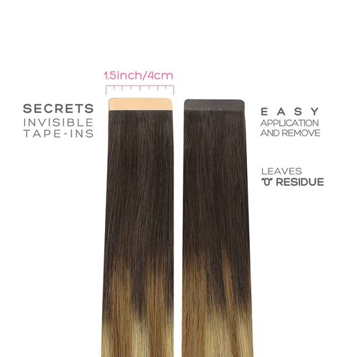 Marat Tape in Hair Extensions, Dark Brown to Dirty Blonde 24 inch 50g Tape in Hair Extensions Real Human Hair Natural Straight Human Hair Tape in Hair Extensions