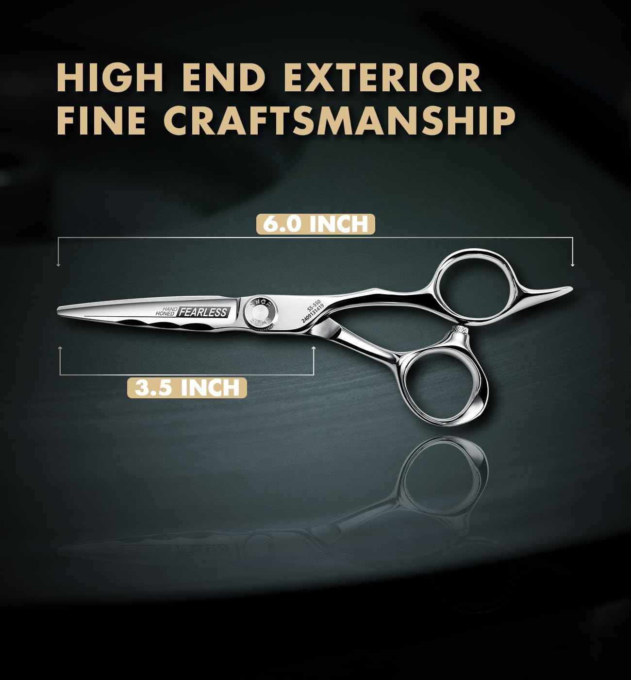 GGPH Professional Ergonomic Hair Cutting Scissors - SUS440C & Cobalt Stainless Steel Barber Shears - Fine Adjustment Tension - Premium Shears for Hair Cutting (6.0 Inches)