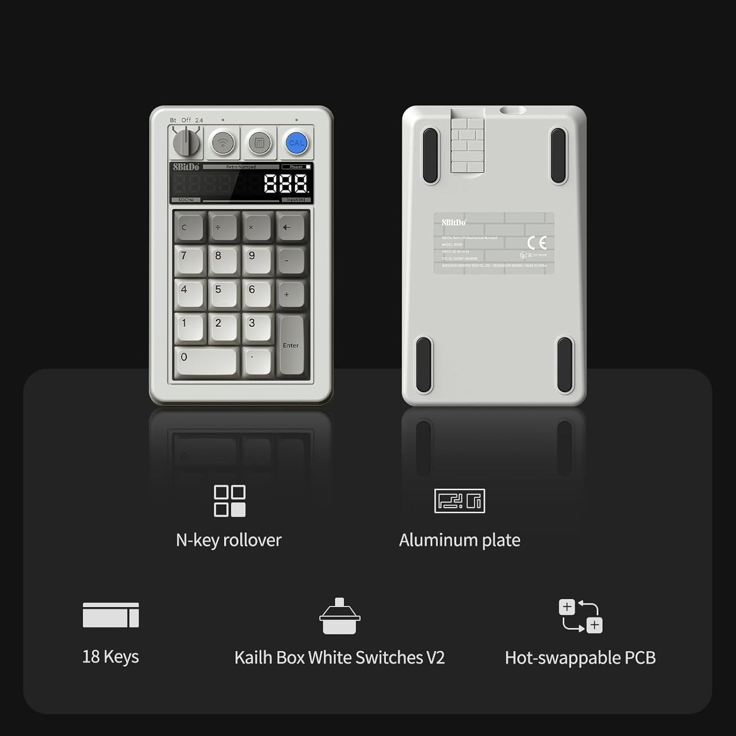 AKNES 8BitDo Retro 108 Mechanical Keyboard, Hot Swappable Gaming Keyboard with 108 Keys&Integrated Numpad, Dual Super Buttons, Bluetooth/2.4G/USB-C Keyboard for Windows & Android - N Edition